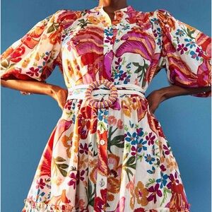 FARM Rio NWT Floral Fruit Belted Dress